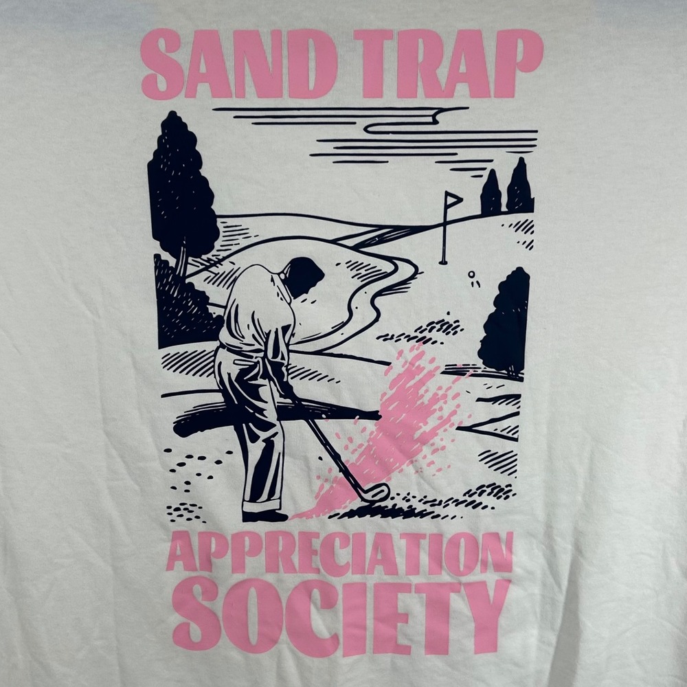 All In Motion Men's 2XL Sand Trap Appreciation Society Golf Graphic Shirt White